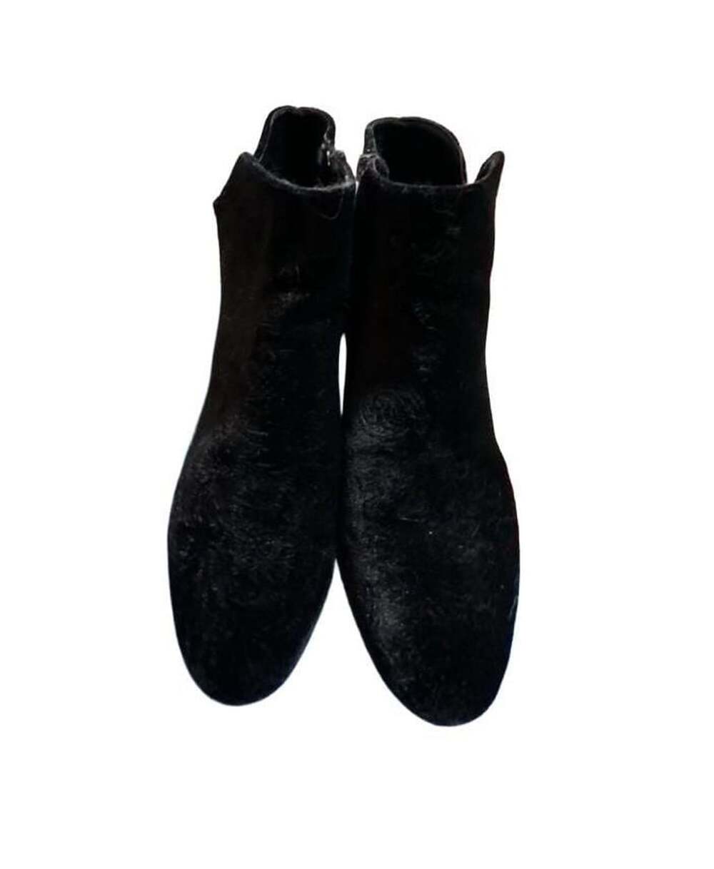 JustFab Black Velvet Ankle Boots Block Heel